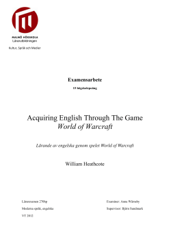 Acquiring English Through The Game World of