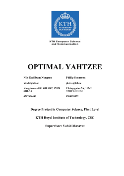 Optimal Yahtzee - CSC