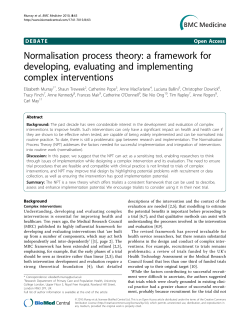 Normalisation process theory: a framework for developing