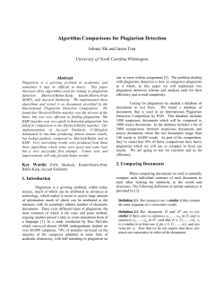 Algorithm Comparisons for Plagiarism Detection