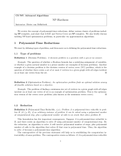 NP-Hardness 1 Polynomial-Time Reductions