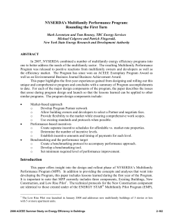 NYSERDA`s Multifamily Performance Program: Rounding the First