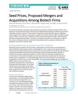 Seed Prices, Proposed Mergers and Acquisitions Among Biotech