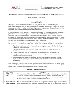 Best Practices Recommendations for Delivery of Insurance Policies