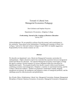 Toward a Liberal Arts Managerial Economics