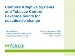 Complex Adaptive Systems and Tobacco Control