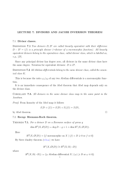 LECTURE 7: DIVISORS AND JACOBI INVERSION THEOREM 7.1