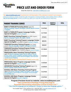 price list and order form