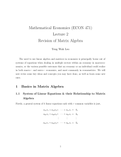 Mathematical Economics (ECON 471) Lecture 2 Revision of