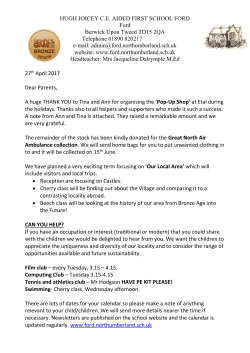 26 th April &ndash; Bronze Age Workshop - Hugh Joicey C of E Aided First