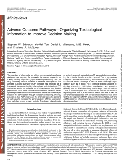 Minireviews Adverse Outcome Pathways&mdash;Organizing Toxicological