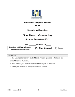 Faculty Of Computer Studies M131 Discrete Mathematics Final Exam
