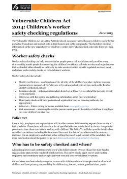 Fact sheet for Children`s worker safety checking