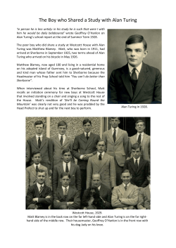 The Boy who Shared a Study with Alan Turing