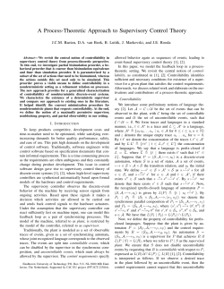 A Process-Theoretic Approach to Supervisory Control Theory