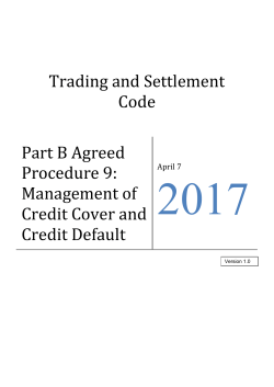 Part B Agreed Procedure 9: Management of Credit Cover - SEM-O