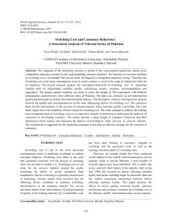Switching Cost and Consumer Behaviour: A Structural