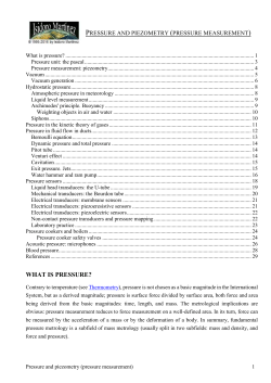 Pressure and piezometry (pressure measurement)