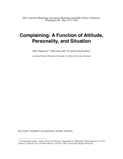 Complaining: A Function of Attitude, Personality, and Situation
