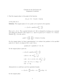 Calculus for the Life Sciences II Assignment 6 solutions 1. Find the