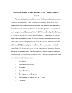 Information-Theoretic Statistical Mechanics Without - Philsci