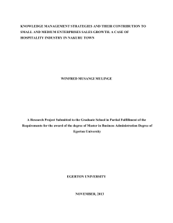 EFFECTS OF KNOWLEDGE MANAGEMENT STRATEGIES ON