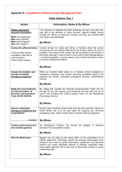 Appendix E: Checklist for Critical Incident Management Plan Initial