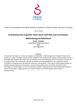 Entrepreneurial Cognition when faced with Risk and Uncertainty