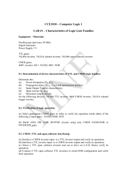 CCE1010 &ndash; Computer Logic 1 LAB #1 &ndash; Characteristics of Logic