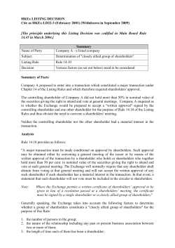 Determination of "closely allied group of shareholders"