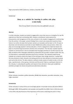 Paper presented to AARE Conference, Canberra, December 2009