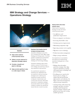 IBM Strategy and Change Services &mdash; Operations Strategy