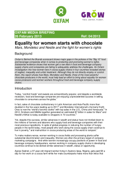 Equality for women starts with chocolate