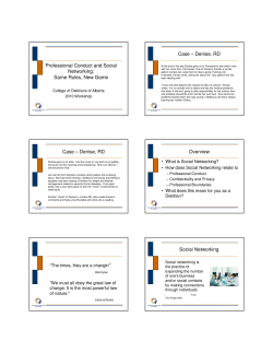 Professional Conduct and Social Networking: Same Rules, New