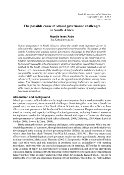 The possible cause of school governance challenges in South Africa