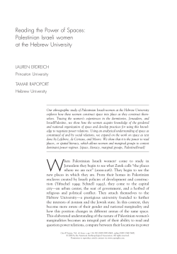 Reading the Power of Spaces: Palestinian