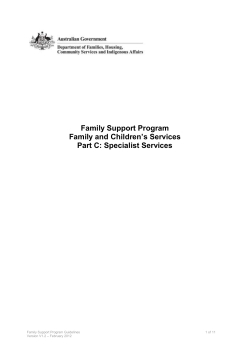 Part C specialist services - Department of Social Services