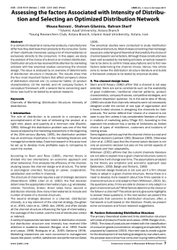 Assessing the factors Associated with Intensity of Distribution and