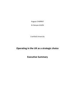 Operating in the UK as a strategic choice