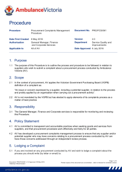 Procurement Complaints Management Procedure