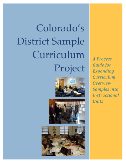 Colorado*s District Sample Curriculum Project