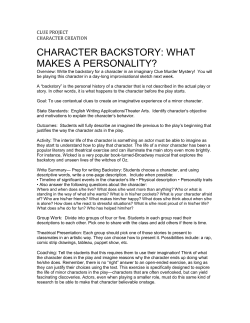 ClUE CHARACTER BACKSTORY