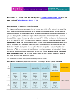 Information for M. Sc. Economics