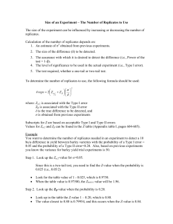 Size of an Experiment &ndash; The Number of Replicates to Use