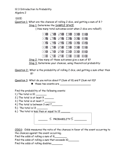 12.3 Introduction to Probability Algebra 2 DICE