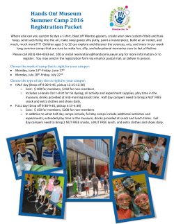 Museum Summer Camp 2016 Registration Packet