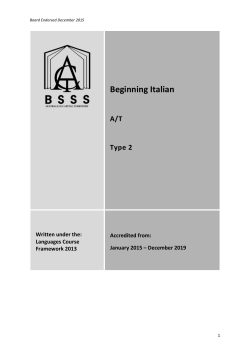 Italian - Beginning A/T - ACT Board of Senior Secondary Studies