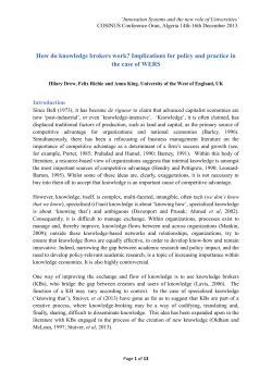 Knowledge and the role of KBs