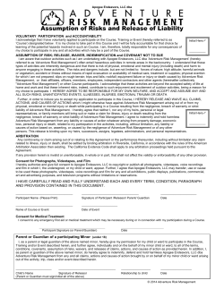 Assumption of Risks and Release of Liability