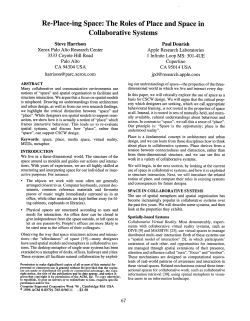 Re-P1ace-ing Space: The Roles of Place